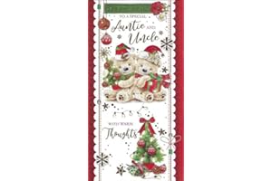 GREETINGLES Beautiful Embossed Christmas Card & Envelope (Auntie & Uncle)