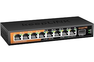 keepLiNK 8 Port 2,5-Gigabit LAN Switch mit 1 x 10G SFP Slot, 60Gbps Switching Capacity, Unmanaged, Plug-and-Play, Lüfterlos, Metallgehäuse, Desktop/Wandmontage