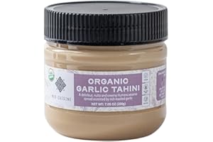 Med Cuisine Roasted Garlic Tahini 200GR - A Smooth Sesame Paste with Roasted Garlic - Source of Iron and Calcium - Tahini Garlic Sauce - Vegan, Gluten-Free, Nut-Free & Kosher