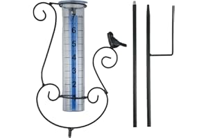 GETTIMORE Outdoor Rain Gauge with Stake 7 Inch Clear Glass Tube for Precise Rainfall Measurement in Your Yard or Garden