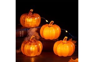 4 stycken Halloween dekorativa pumpor, höstdekoration pumpor LED