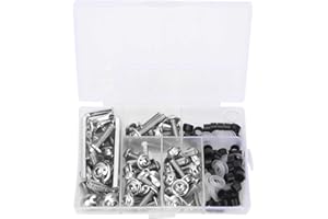 ‎TOMOTATO 158 Stück Motorrad Verkleidung Schrauben Kit, M5 M6 Universal Motorrad Windschutzscheibenschrauben, Verkleidungsschrauben und Mutterklemmen Set, Aluminium Befestigungsklemmen(Silber)
