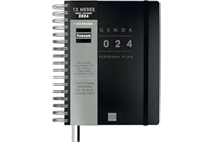 Finocam - Agenda 2024 Tempus 1 Día Página Enero 2024 - Diciembre 2024 (12 meses) Negro Español