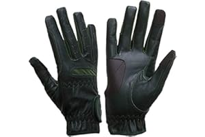 eGlove eQUEST GripPro - Leather Horse Riding Gloves - Hardwearing, Breathable and Grippy Real Leather - Synthetic Lycra comfort fit inserts - Touchscreen Gloves