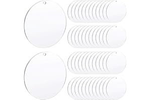 Pilikoll 50 Stück 5cm Runde Acrylplatte mit Loch Acrylscheibe Transparent Rund Klare Kreis Acrylplatte Acrylscheibe Rund mit Loch für Bilderrahmen Display, Malerei, DIY Handwerk