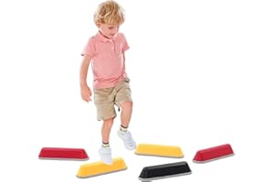 ARK MIIDO Balance Beams for Kids, 5pcs Stepping Stones with Non-slip Textured Surface & Bottom Mats, Stackable Balance Blocks Obstacle Course for Promoting Children's Coordination Skills Sensory