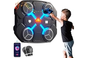 AVCXEC Macchina da Boxe Musicale per Bambini, Punzonatrice Bluetooth Intelligente Con Guanti da Parete, Attrezzatura Con 3 Livelli di Velocità e Ricarica USB