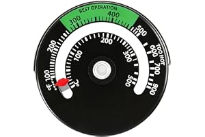 Magnetisk termometer för vedspis, aluminium analog urtavla, intervall 100–500 °C, temperaturmätare för grill och rökkanal