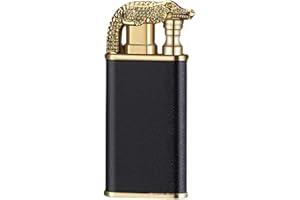 Anshka Briquet magique double flamme crocodile - Briquet à double arc rechargeable - Briquet à arc extérieur étanche et coupe-vent - Pour camping, aventure, survie tactique - Noir