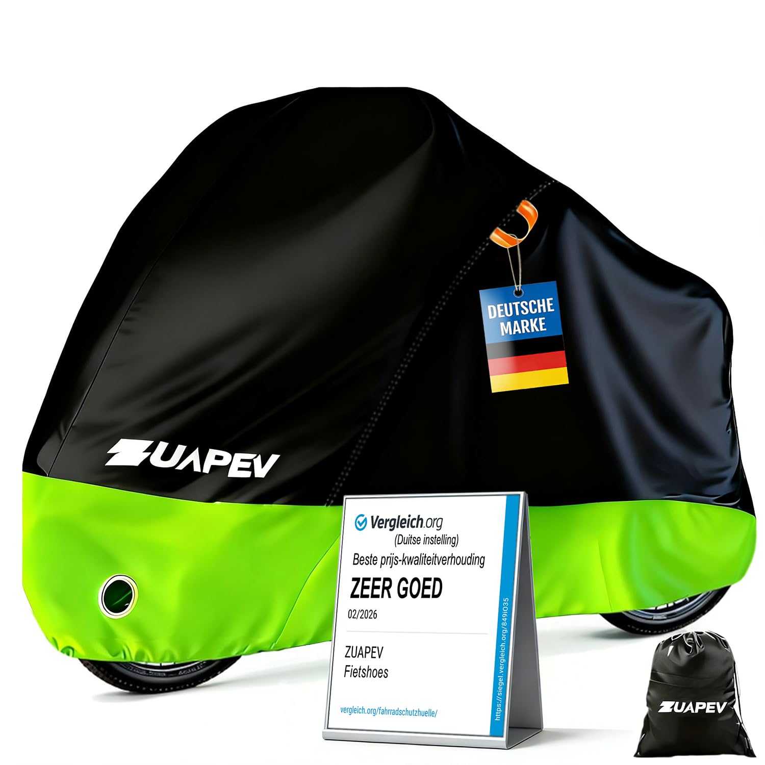 ZUAPEV® Fietshoes Waterdicht Buiten voor 1 Fiets, Afdekhoes 210D Polyester | Fietsen Afdekking Regenhoes, UV-bestendig Winddicht Fietsengarage Beschermhoes Cover voor Fiets MTB/Racefiets/Ebike/Fatbike