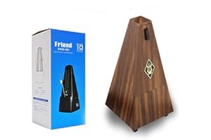 TAMUME Bois-Coloré Antique Cru Pyramide Style Renforcé plastique Metronome 40-208 BPM Tempo Minuteur Musique Intégré Avec Bell et Mécanisme de Cuivre