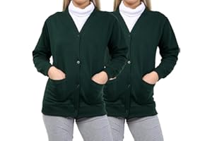 WOOD QUAIL Girls School Cardigan (Pack of 2) Kids Button Cardigan Button Fleece Schoolwear Kids Uniform Sweatshirts UK Size 5-13 Years
