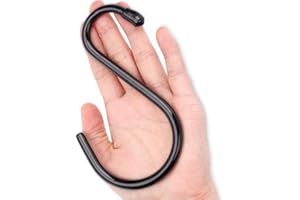 Anteabee 12 Pack Heavy Duty S Hooks, Large S Hooks, Rubber Coated S Hook Hanger, 14CM Black S Shaped Hook for Hanging Plants, Banana, Clothes, Bags,Towels, Kitchen Utensil