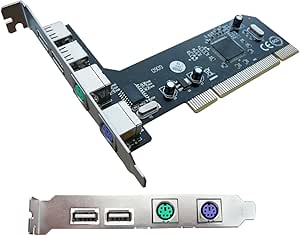 PCI USB + PS2 CONTROLLER CARD - 2 Port USB 2.0 &amp; 2 Port PS/2 - add another keyboard + mouse to your computer !