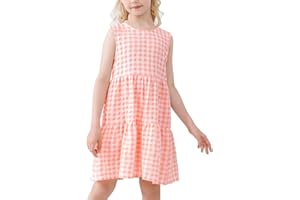 AGQT Abiti Estivi per Bambini Vestito Scozzese Senza Maniche per Il Tempo Libero 2-14 Anni