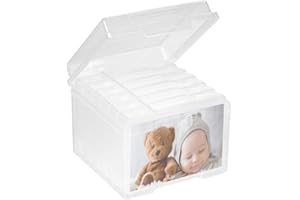 GEMMAHW Photo Storage Box 4" x 6" Photo Case, 6 Inner Photo Keeper, Clear Photo Boxes Storage, Plastic Photo Organiser for Craft Puzzle Sticker Photograph Storage