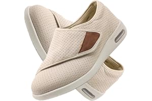 AOCASE Chaussures D'œdème Diabétique Unisexe Chaussure Ajustable par Attache Auto-adhésive Diabétiques Coupe Large Chaussures de Marche orthopédiques pour diabétiques,Beige,39 EU