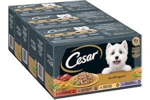 Cesar Nourriture humide pour chien Cuisine de campagne Variété en sauce 24 bols (3 x 8 x 150 g)