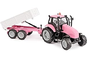 Van Manen Kids Globe Traffic Tractor with Trailer Die Cast (with Light and Sound, Pink) 510241