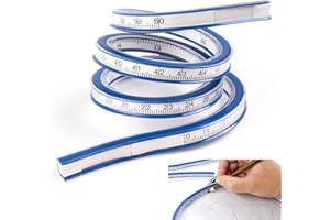 STCRERAG Curva Flessibile per Disegnare Righello Flessibile per Lavorazione Strumento di Misura in Plastica per Disegnare Curve, Tecnici, Abbigliamento Disegni - Blu, 60 CM