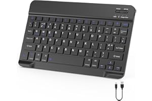 FOGARI Bluetooth Keyboard 12", Wireless Keyboard UK Layout Rechargeable for IOS, Mac,iPad, Windows Fire OS, Black