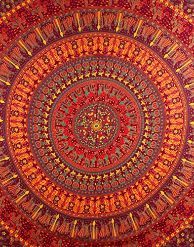 Mandala Wandteppich Baumwolle Indisch Wandbehang Orange Tapisserie Blumen Tapestry Von Rajrang - 3
