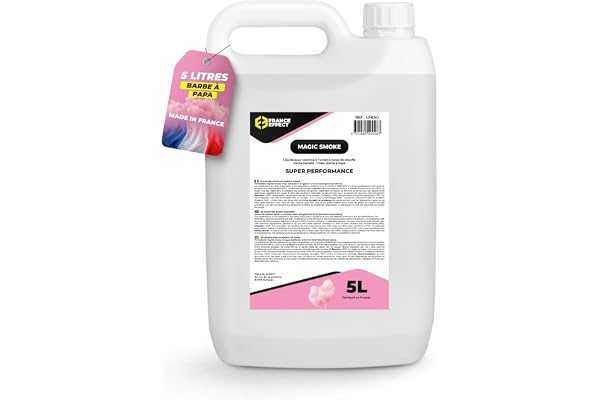 France Effect Magic Smoke® 5L Liquide à fumée parfumé à la barbe à papa - Liquide fumée haute densité pour les machines à fumée - Parfait pour les événements et les attractions - Fabriqué en France