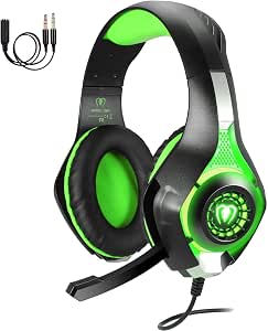Kriogor Cuffie da Gioco con Microfono, 3.5mm Stereo Luce LED Gaming Headset  per PC, Playstation 4, PS4, Xbox One (Verde) : Amazon.it: Videogiochi