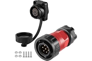 CNLINKO YM-20 7-Pin Waterproof Circular Connector, IP68 Rated, Quick Plug Aviation Connector, PBT Plastic Shell Solder M20 Male-Female Flange Socket (4-Hole Model)