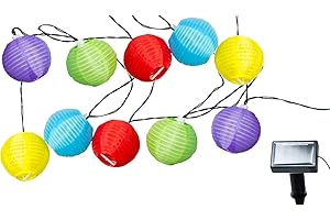 ‎SPETEBO Spetebo Bunte Party Lichterkette - Solar Lichterkette mit 10 Garten Lampions bunt - Außen Partybeleuchtung 10 LED Pavillon Dekoration Beleuchtung
