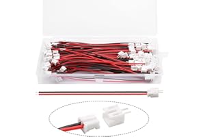 GALDOEP 50 Stück JST PH 2.0 2-Pin Steckverbinder,JST Steckverbinder,2-Pin 2.0mm Mini Stecker 12cm 26AWG Rot und Schwarz Kabel Draht mit Buchse,JST-PH 2.0 2-Pin Männlich Weiblichen Stecker