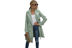 Geagodelia Cappotto Donna Primaverile Doppiopetto Lungo Cappotto Classico Antivento Giacca Autunnale Trenchcoat S-XL