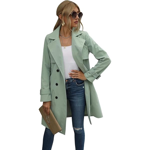 Manteau Droit Long Boutonné Pour Femme - Trench-coat Uni, Manches Longues, Col Cranté