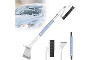 Gofady Extendable Ice Scraper for Car Windscreen，3-in-1 Car Ice Scraper Snow Brush with Brush & 360 Degree Rotating Head, Detachable Snow Scraper Non-Scratch for Car SUV Truck