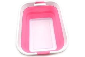 SAMMART Cesto plegable de plástico para la colada de 42 litros, contenedor de almacenamiento/organizador plegable, bandeja de lavado portátil, cesta que ahorra espacio (rosa, 1)
