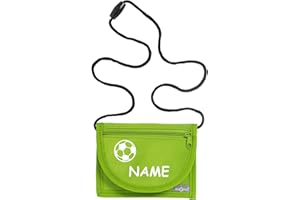 Kiwistar - Portfel na piersi – portfel do zawieszenia 13 x 10 cm – portfel dla chłopców i dziewczynek z indywidualnie spersonalizowanym imieniem – motyw gwiazd, jasnozielony