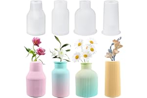 FOVHEE 4 Stück Vase Silikonform,Silikonformen Gießformen,Gießformen Silikon,Raysin Gießformen für DIY Blumentopf Formen,Silikon Gießform Epoxidharz Blumenvase zur Herstellung Dekorativen Ornamenten