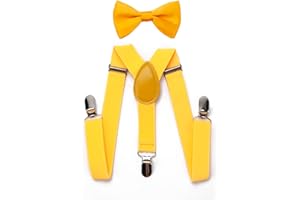 RSXING Kinder Hosenträger Fliege Sets - Jungen Hosenträger Fliege, Elastisch Y Gestalten mit Stark Clips Verstellbare Hosenträger Sets für Jungen, Kinder, Mädchen, Baby