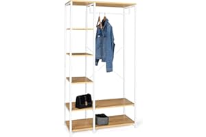 IDMarket - Armario para ropa con estantes DETROIT diseño industrial de madera y metal blanco, L. 90 cm