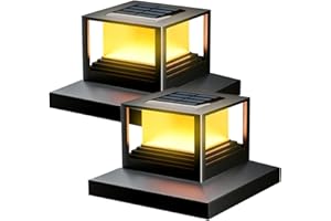 HMAKGG Farola Solar Exterior, 2 Piezas Luces Exterior Sobremuro, Luz Solar para Postes de Valla 8x8 9x9 10x10cm, IP65 Impermeable, 2 Modos, para Jardín Valla Terraza Postes de Madera