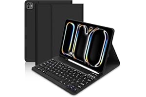 LIELAX Keyboard Case for iPad Pro 11 inch (2024), Slim Stand Case with UK Layout Keyboard 11 inch, Detachable Bluetooth Keyboard Case with Pencil Holder for Pro 11 M4 5th Generation-Black