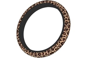 NEWHOMESTYLE Leopard Print Car Steering Wheel Cover, Neoprene Universal 38cm/ 15 inch Anti-Slip Steering Wheel Cover, Car Accessories Steering Wheel Protector for Women Men