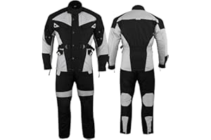 German Wear Traje para moto de tejido Cordura, Chaqueta + Pantalón de Motorista, negro/gris claro