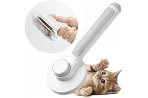 Brosse pour Chats Chiens, Baytion Brosse Chat Autonettoyante Poil Long Court à une Touche pour Eliminer de Poils Morts et Poils Tomentose Sous-poil Tangles Dead，Gris