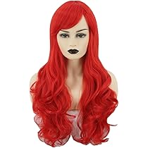 Vomella Rote Lockenperücke Mit Pony – 66 Cm, Hitzebeständig, Für Cosplay, Party & Täglichen Gebrauch
