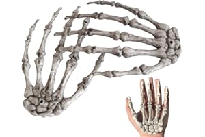 BUKYCAT 1 Paia Mani di Scheletro di Halloween, Decorazioni di Halloween Props, Mani Scheletro Plastica Recise, Scheletro Decorazione a Manoper Halloween, Scheletro a Mano per Decorazioni di Halloween