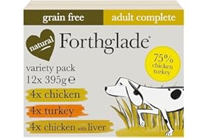 Forthglade Wet Dog Food Variety Pack (12 x 395g Trays) - Grain Free & Hypoallergenic Dog Food, Adult 1 Year+, Chicken, Chicken with Liver & Turkey, Vegetables, Stomach Sensitive, Natural Ingredients