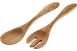 Cilio 0000182125 - Cubiertos para ensalada (madera, 30 cm), color plateado