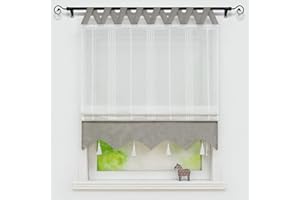 Joyswahl lniana roleta rzymska z pętelkami w kształcie litery V „Catrin", z podłużnymi paskami i kontrastującą osłoną, szer. x wys. 140 x 140 cm, szara, 1 sztuka