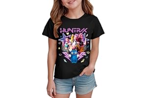 Generico H-Huntrix K-Pop D-Demon H-Hunters T-Shirts Bambina Ragazzo 2anni-13anni 100-160 Maglietta K-Pop D-Demon H-Hunters Collare Tondo Stampa Cartone Animato per Cosplay Compleanno